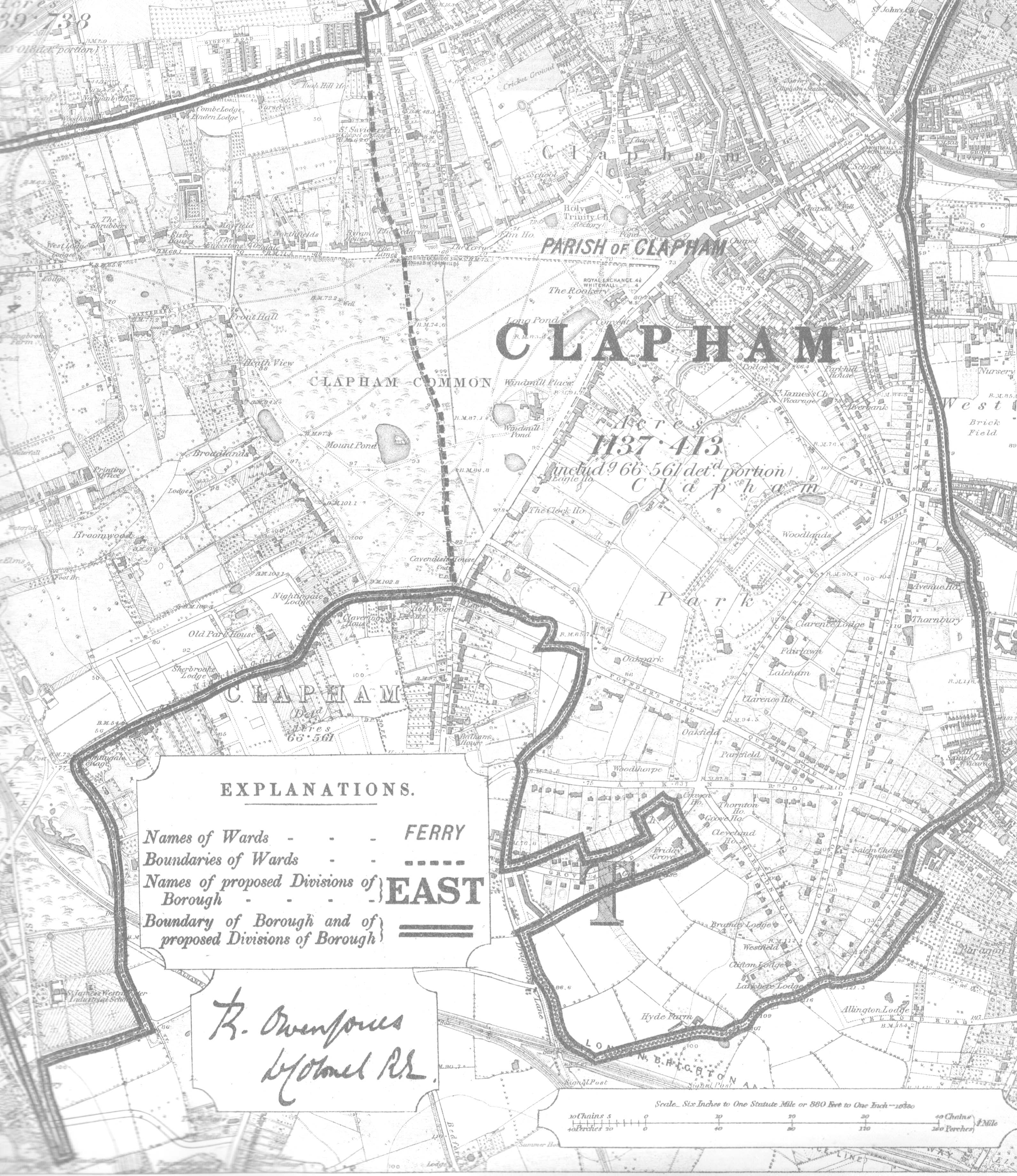 Map of the Borough of Battersea & Clapham, southern section