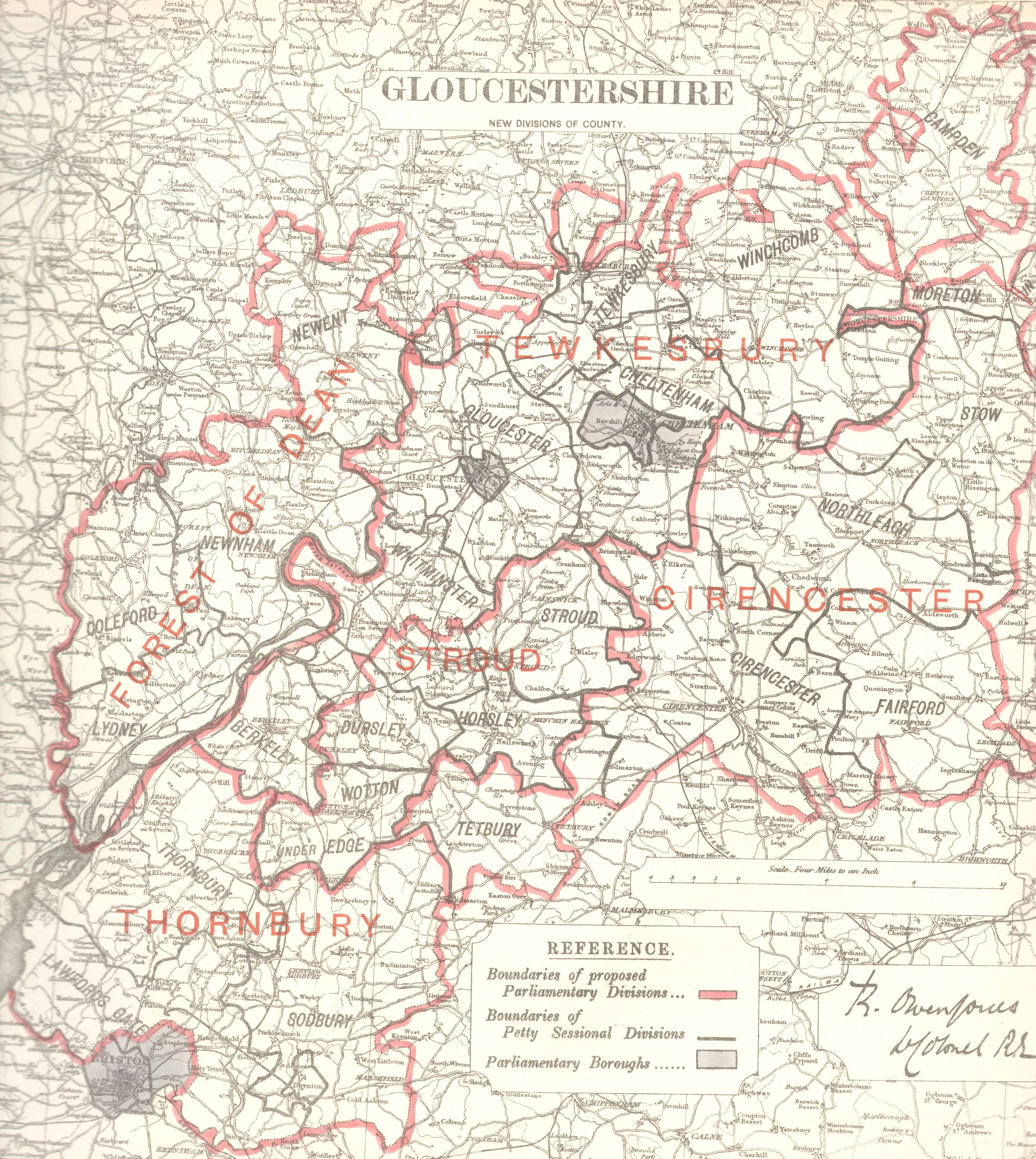 Map of the County of Gloucestershire