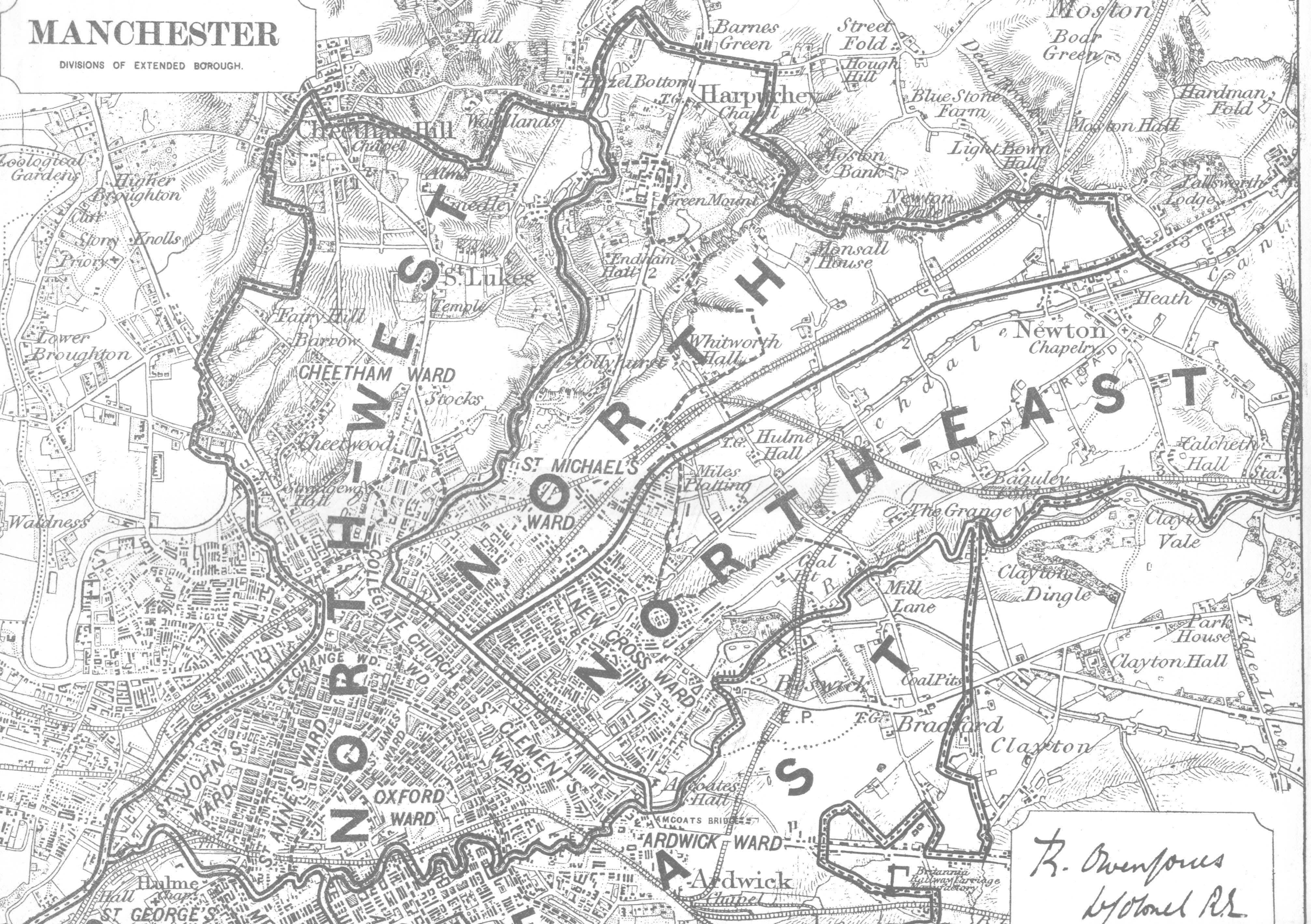 Map of the Borough of Manchester, published 1885