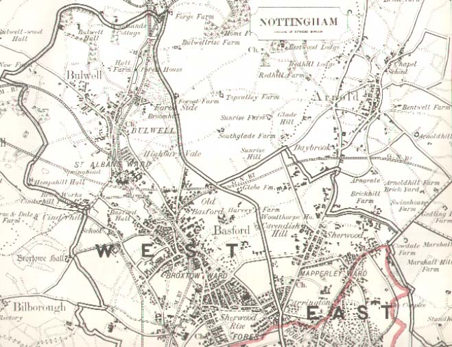 Map of the Borough of Nottingham