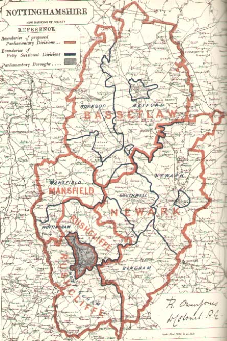 Map of the County of Nottinghamshire