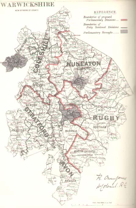 Map of the County of Warwickshire
