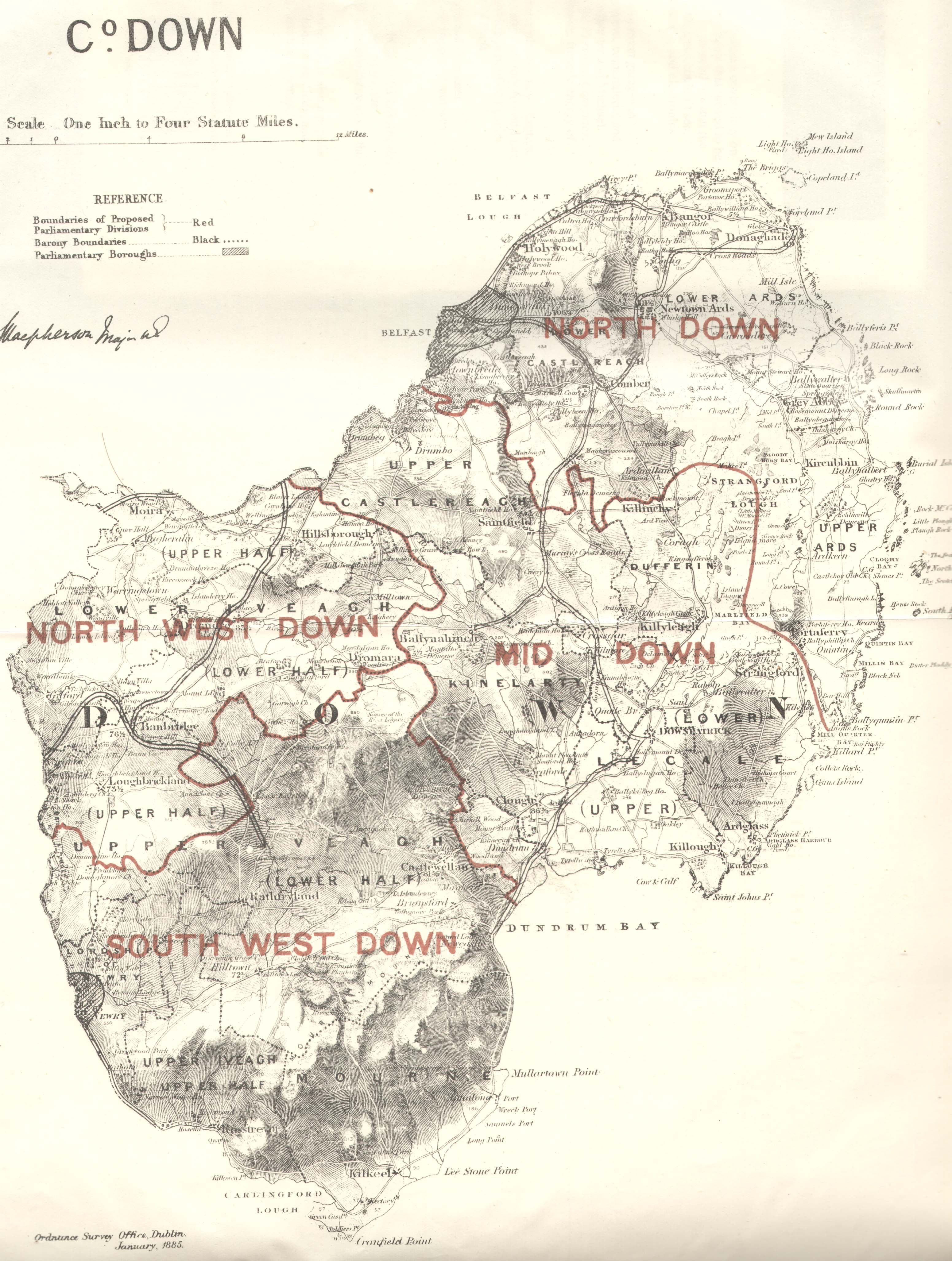 Map of the County of Down, Eire