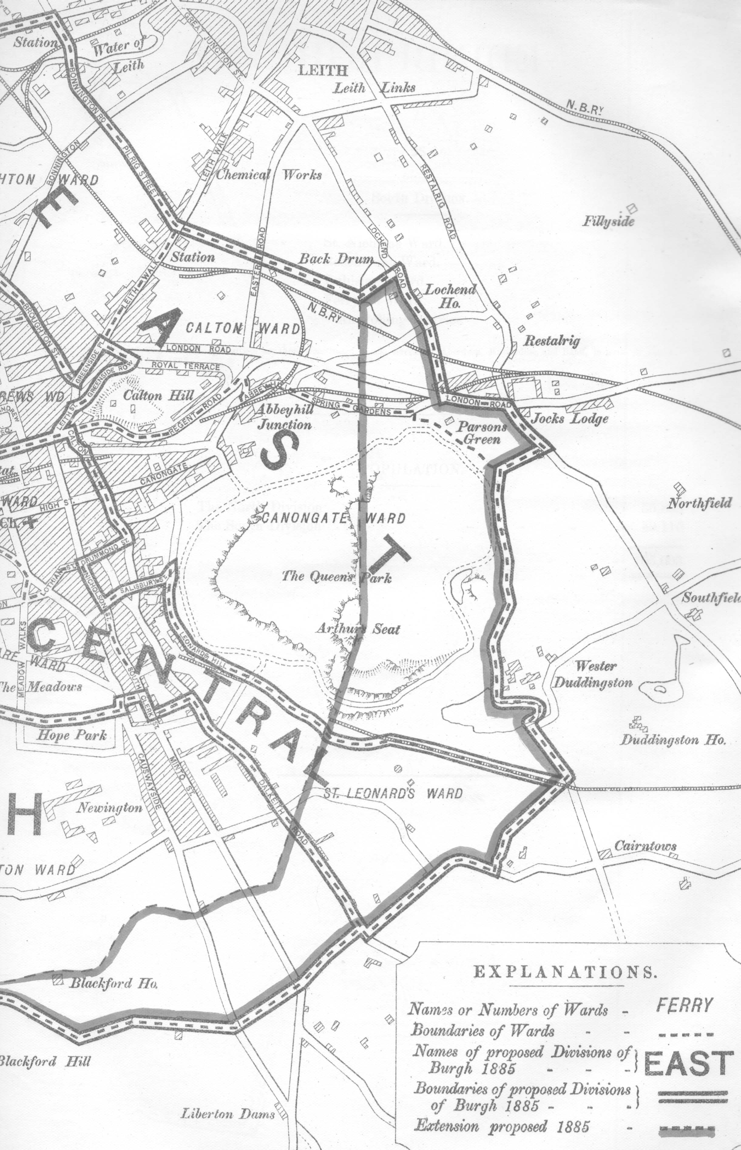 Map of the Burgh of Edinburgh, published 1885