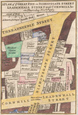 Map of Bishopsgate, Leadenhall, Cornhill