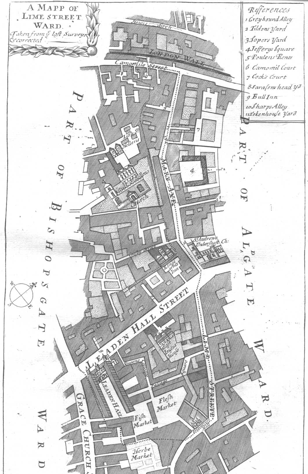 Map of Limestreet Ward, London, 18th Century