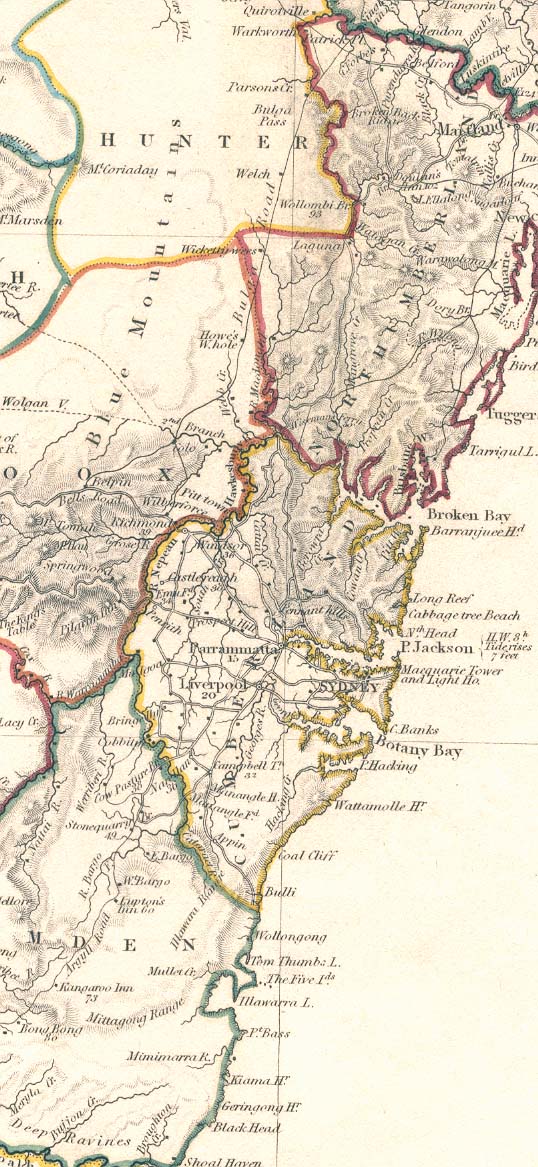 Map of Environs of Sydney, Australia, 1833