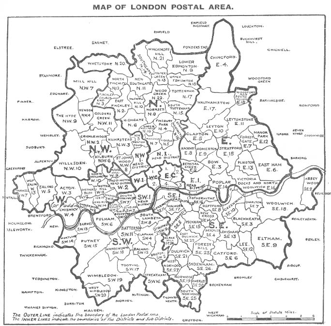 London Post Codes 1930