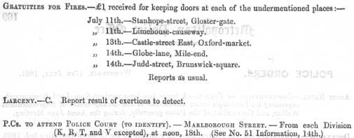 Metropolitan Police Daily Order for July 17th, 1861